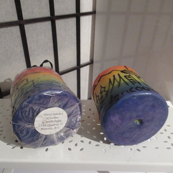 2 Pride, Candles, Hand Painted, Helen Radok, Culture, 3" Pillars - Picture 2 of 3